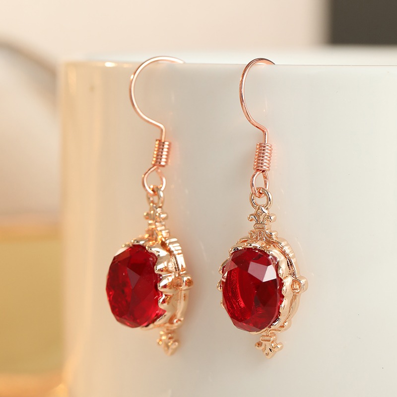 Trendy Inlaid Red Cubic Zirconia Drop Earrings